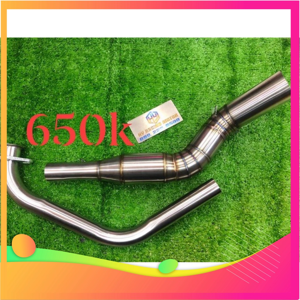 Hahong shop Cổ pô kiểu dáng wrx bầu hơi tổ ong 2 khúc titan inox 304. ex150 ex gsx r150 s150 r15 fz150i fz155 xsr155 tfx