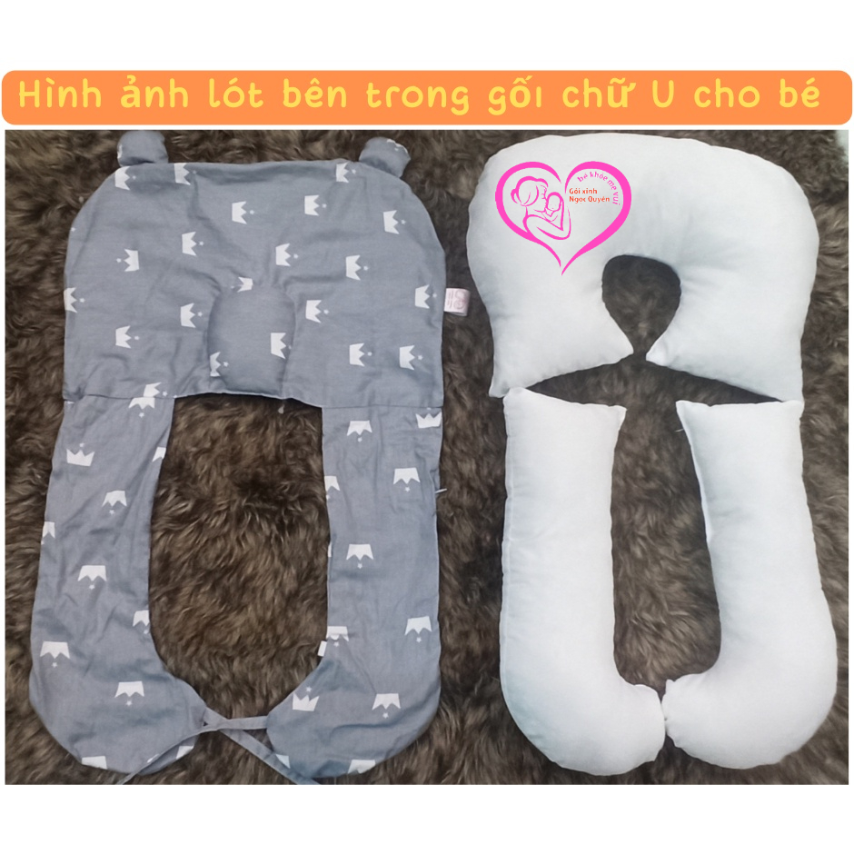 Gối chữ U cho bé goixinh_ngocquyen vừa làm gối chống bẹp đầu gối ôm gối chặn bé ngủ ngon chống giật mình size 50x75cm