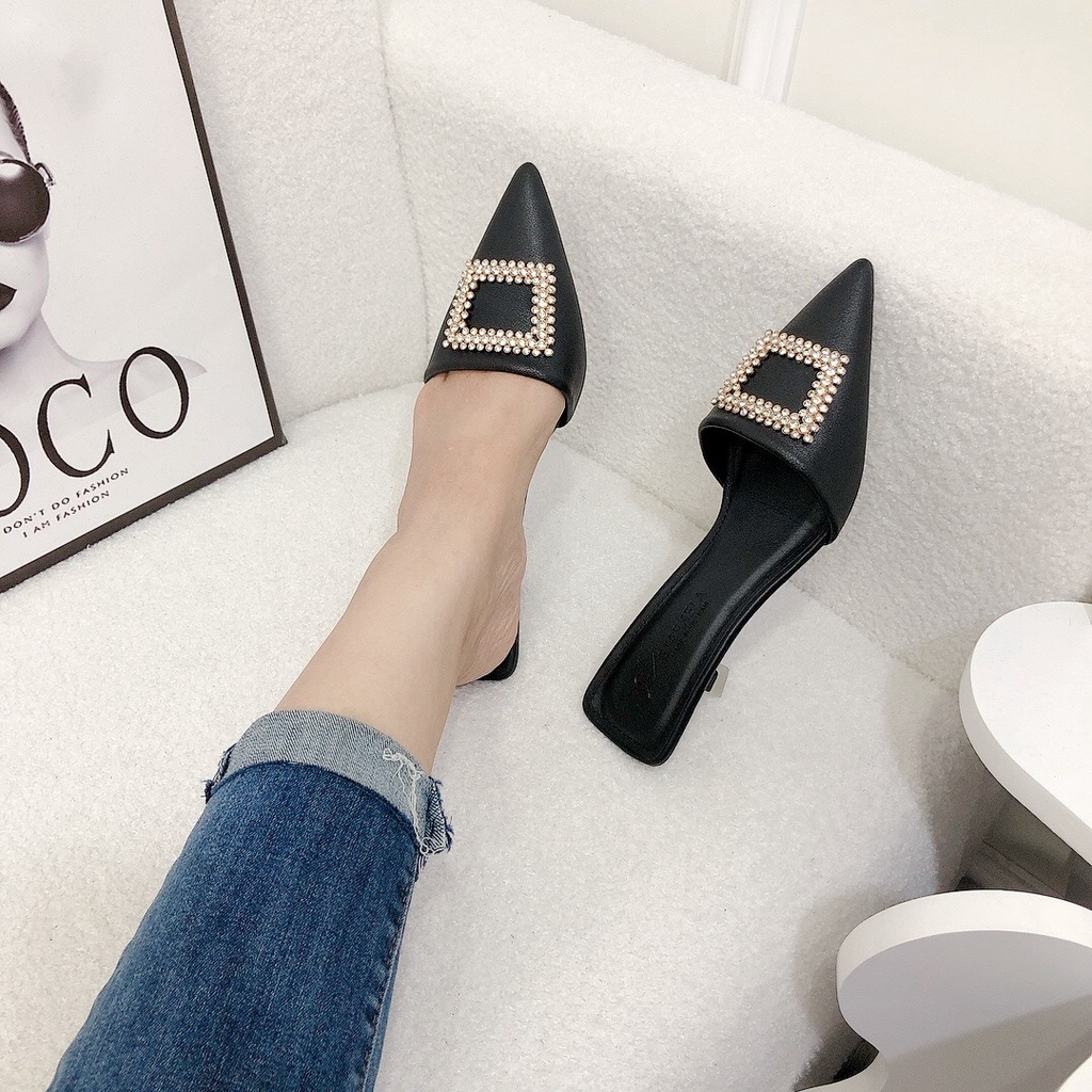 Sục Sabo Bít Mũi 3-5p Khóa Xoàn Đá Cực Sang Hàng Chuẩn Form Mang Êm Chân - Chị Chảnh Store