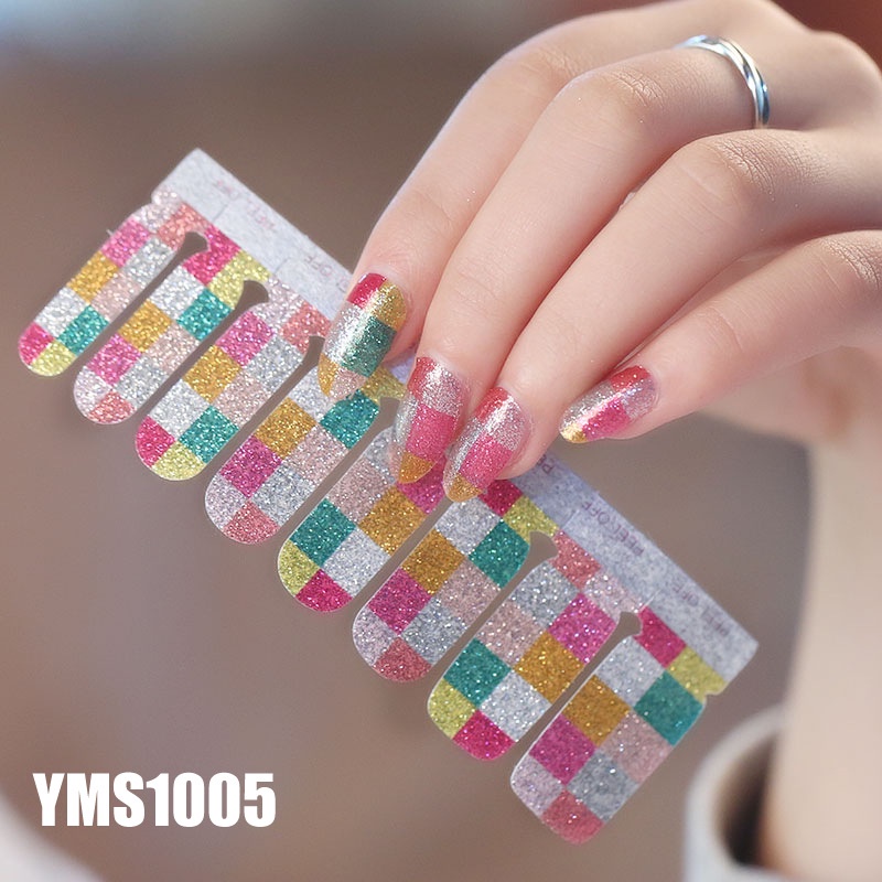 Bộ nail sticker dán móng tay trang trí nghệ thuật 3D đổ gradient lấp lánh YMS1001-1014 chống thấm nước