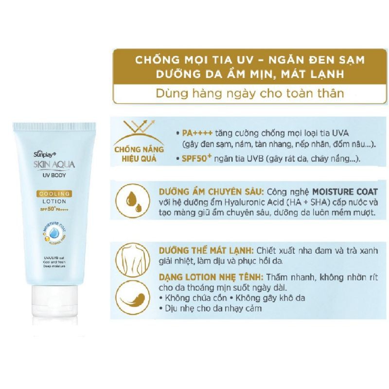 Kem chống nắng cơ thể Sunplay Skin Aqua UV body Whitening &amp; Cooling Lotion SPF 50+ PA+++