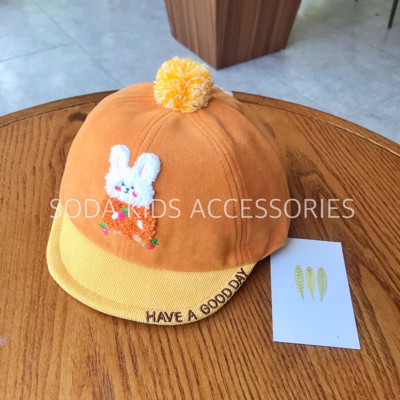 Mũ nhung mềm thỏ bông cho bé