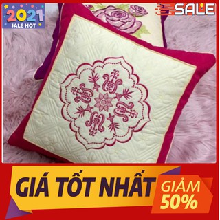 Combo 2 vỏ gối vuông Cotton lạnh cao cấp viền đỏ