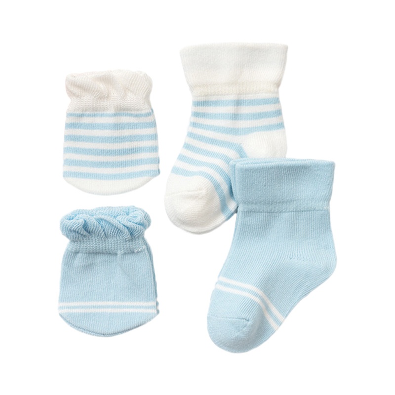 Set 4 Đôi Găng Tay + Vớ Mềm Mại Co Giãn Chống Trầy Dành Cho Bé 0-3 Tháng Tuổi