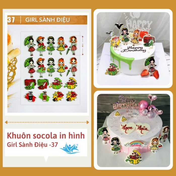 phụ kiện làm bánh  [FREESHIP❤️] 10 tấm khuôn socola in hình bánh siêu đẹp