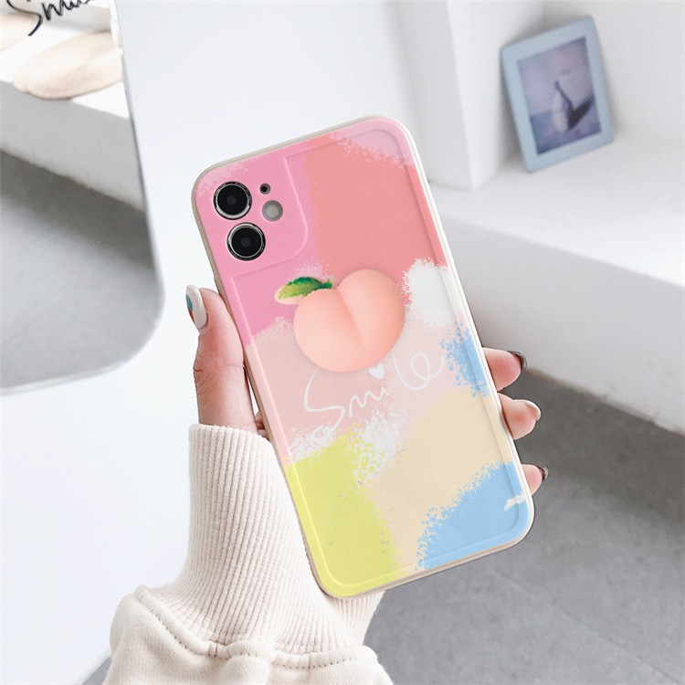 Ốp lưng iphone viền nổi bóng smile đào bóp 6plus/6s/6splus/7/7plus/8/8plus/x/xr/xs/11/12/pro/max/plus/promax-Awifi D3-6