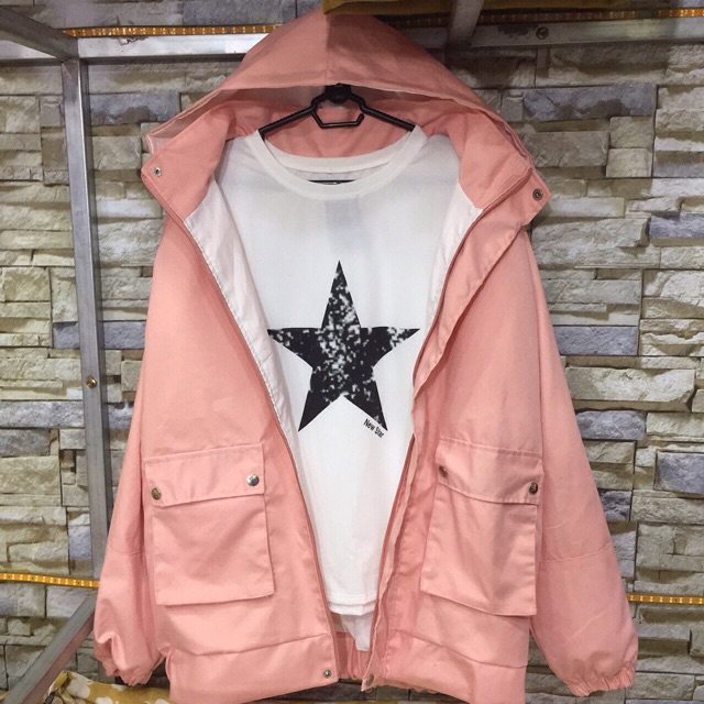 Áo khoác kaki nữ túi hộp form rộng siêu bự- ảnh thật