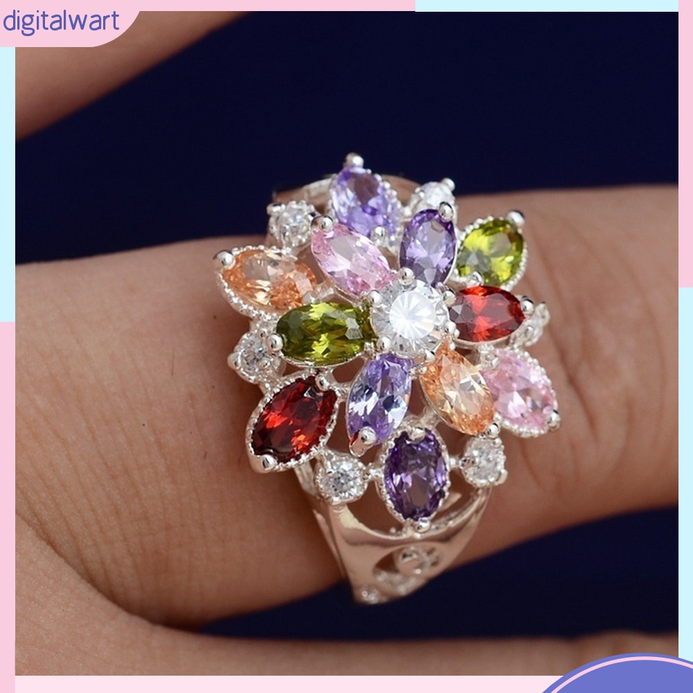 Nhẫn nữ đính đá nhiều màu sắc tinh tế thời trang