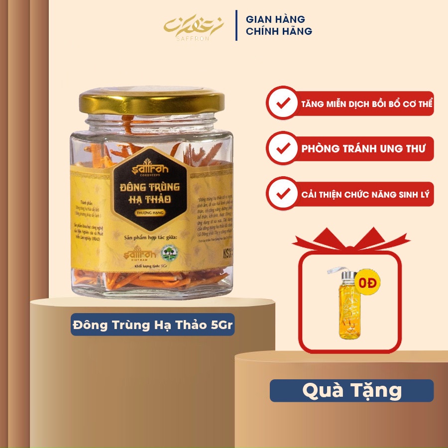 Đông Trùng Hạ Thảo Saffron Việt Nam lọ 5gr