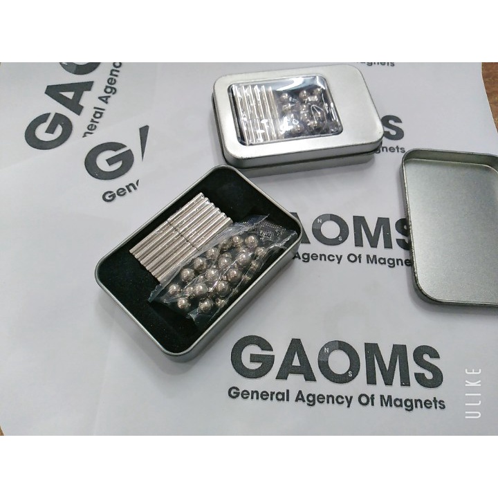 Bộ đồ chơi nam châm giúp cải thiện tư duy sáng tạo của trẻ nhỏ GAOMS, bộ gồm 36 thanh nam châm và 27 viên bi sắt