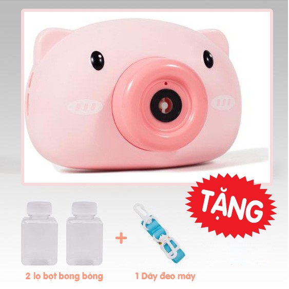 🎀 [Sỉ = lẻ] Máy ảnh con lợn hồng, máy ảnh heo hồng thổi bong bóng