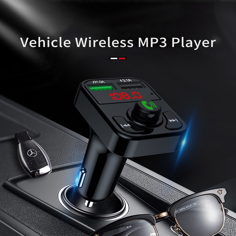 Tẩu Sạc Hai Cổng Usb Bluetooth Fm Aux Nghe Nhạc Mp3 Cho Xe Hơi