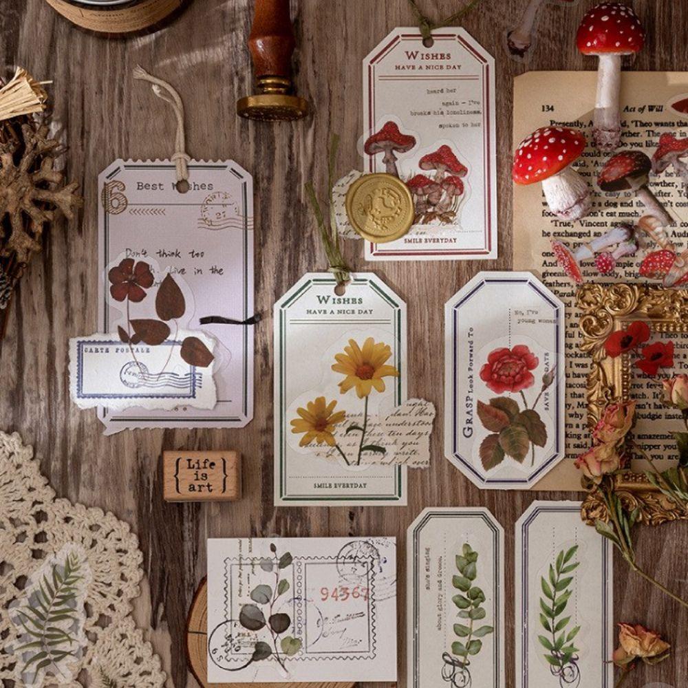 Sticker PET Họa Tiết Hoa Nhiều Màu Sắc Retro Trang Trí Sổ Tay DIY