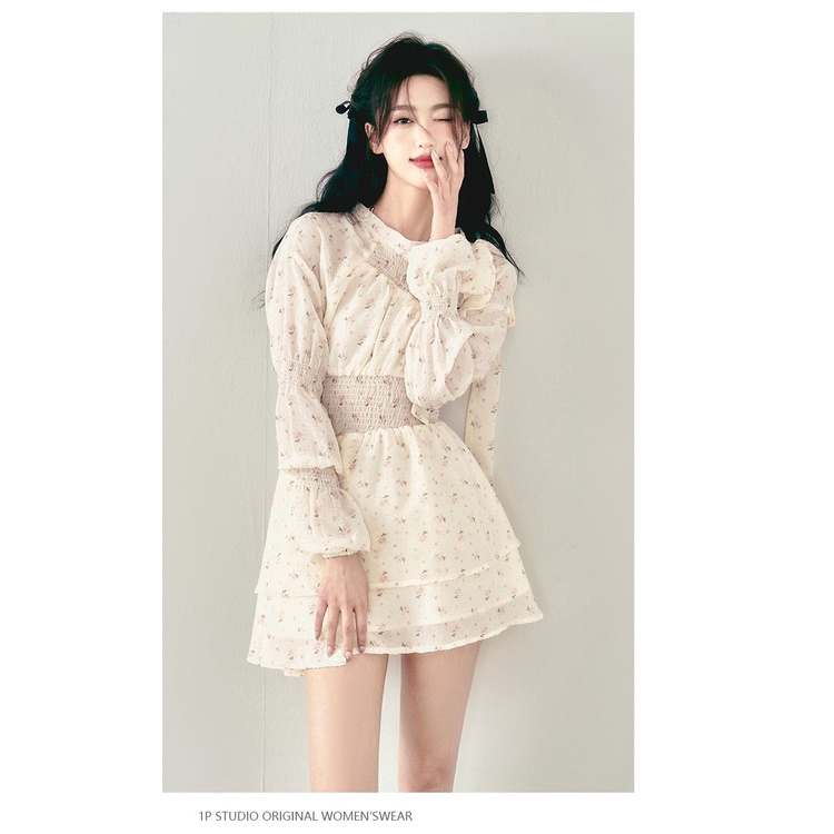 1 Đầm Hoa Tay Dài Thiết Kế Dáng Ôm Thời Trang Mùa Hè Xinh Xắn Cho Nữ