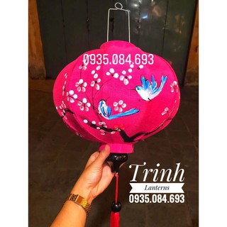 [Rẻ vô địch] Đèn Lồng Hội An Size 30cm_Én & Hoa Mai vẽ tay