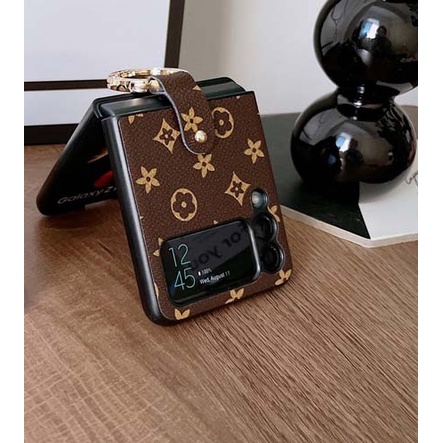 Ốp da samsung Z Flip 4 sang trọng vòng đính đá