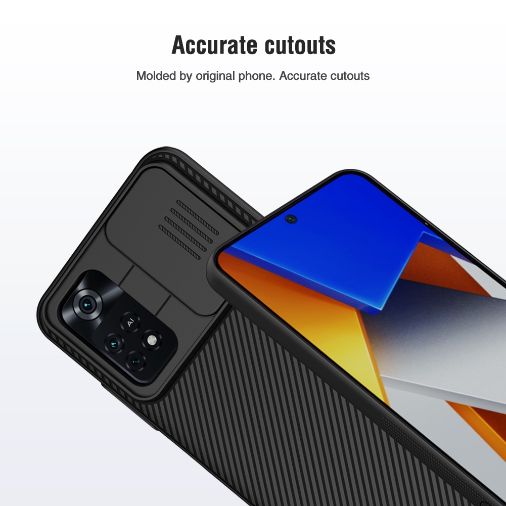 Ốp Điện Thoại Nillkin Bằng PC Cứng Chống Sốc Có Nắp Trượt Bảo Vệ Camera Cho Poco M4 Pro 4G