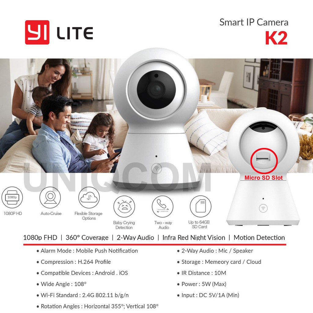 Camera Ip Wifi Xiaomi Yi Lite K2 Full Hd 1080p