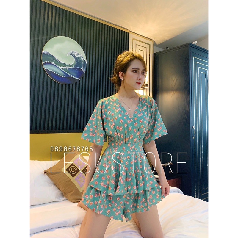 ẢNH TỰ CHỤP Jumpsuit hoa 2 tầng cánh tiên
