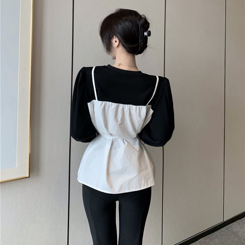 COZOK Áo Sơ Mi Tay Dài Dáng Ôm Phối Dây Thắt Cá Tính Trẻ Trung Hợp Thời Trang