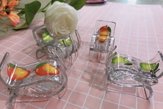 Kẹp tóc 5 răng trong suốt hoa cúc, trái cây