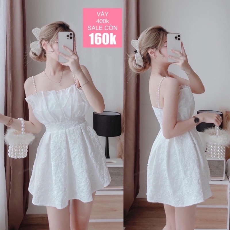 váy dây ngọc trắng