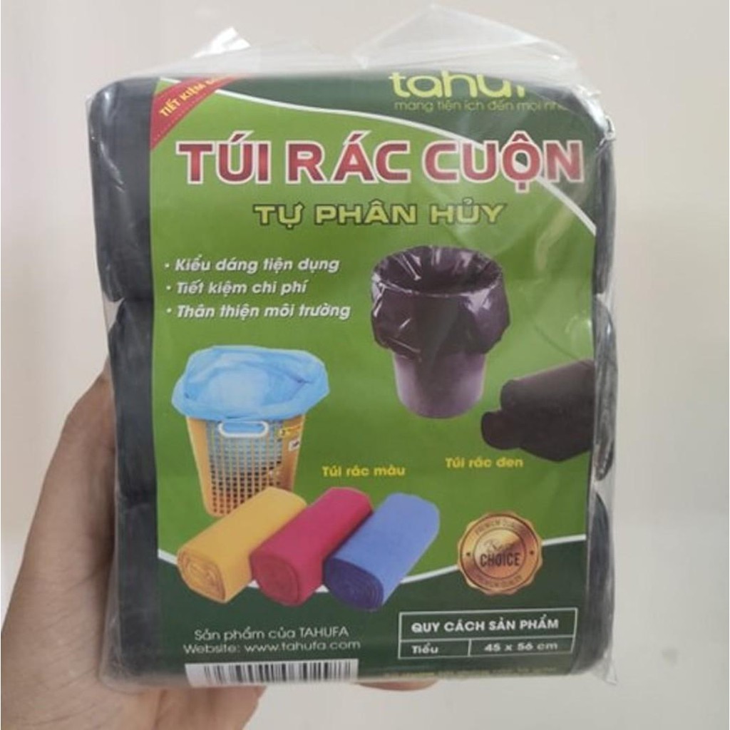 Túi Rác Tự Phân Hủy Sinh Học TAHUFA, Bịch 3 Cuộn 1 Kg, Siêu Tiết Kiệm, Đảm Bảo Vệ Sinh