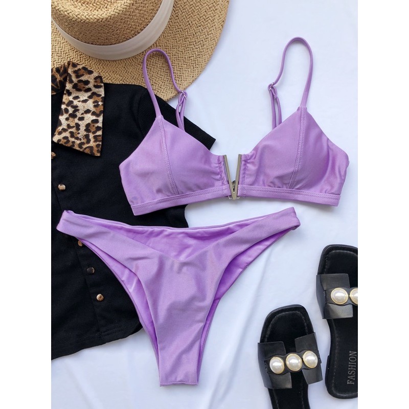 [BKN1055] &lt;ÂU&gt; SET BIKINI CỔ V TÍM LILAC