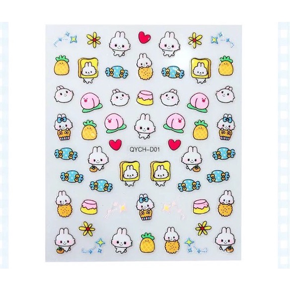 Z0683  Sticker dán móng 3D hoạt hình nhiều mẫu cho bé