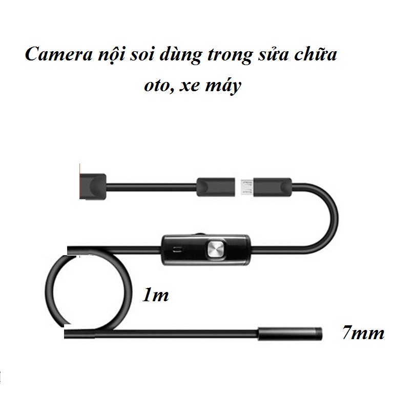 Camera nội soi 7.0mm dài 1m cổng USB chống thấm nước hỗ trợ sửa chửa xe hơi, xe máy