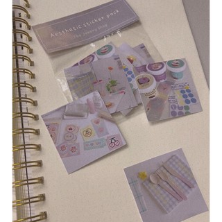 Set 12 sticker aesthetic, vintage trang trí sổ, journal