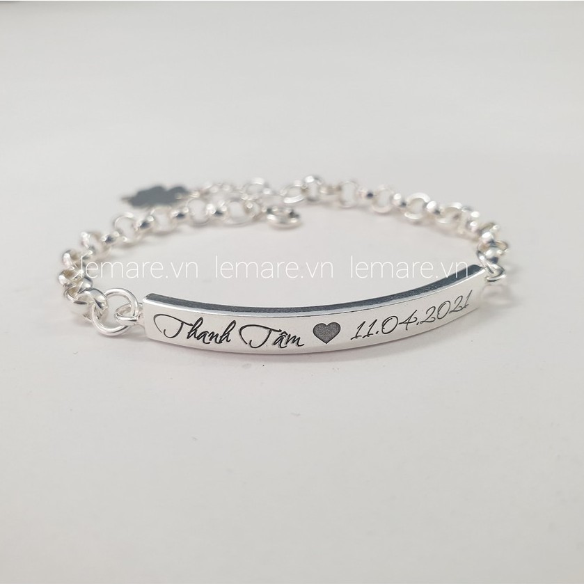 Lắc bạc ta bảng tên miễn phí khắc chữ cho bé Le'Mare Jewelry