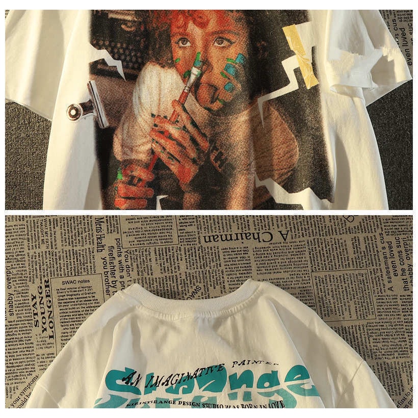 Áo Thun Tay Ngắn Dáng Rộng Phong Cách Retro Mỹ Dễ Phối Đồ Thời Trang Mùa Hè Cho Nam Và Nữ