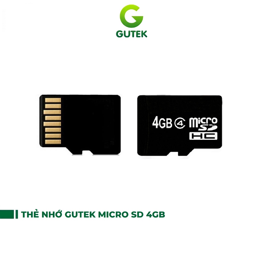 Thẻ Nhớ Gutek Micro SD 4GB Tốc Độ Cao Dùng Lưu Trữ Nhạc Hình Ảnh Video Clip, Dùng Cho Điện Thoại, Loa Bluetooth