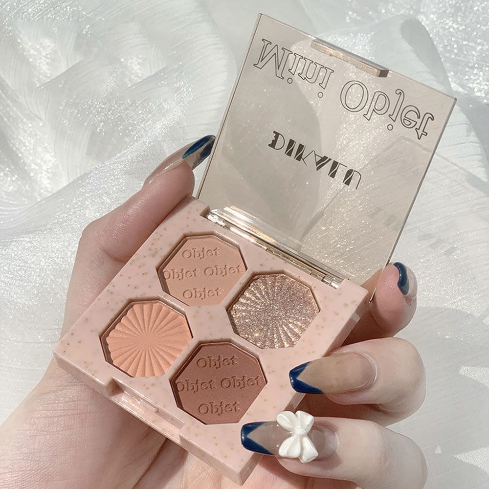 [Hàng mới về] Bảng phấn mắt 4 màu Qipin DIKALU kết cầu lì và ánh nhũ lấp lánh chống thấm nước trang điểm hàng ngày