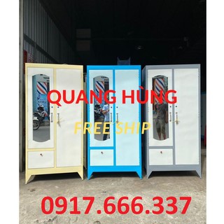 Tủ sắt 2 cánh đựng quần áo sơn dầu 1m6x90cm - miễn ship tận nhà