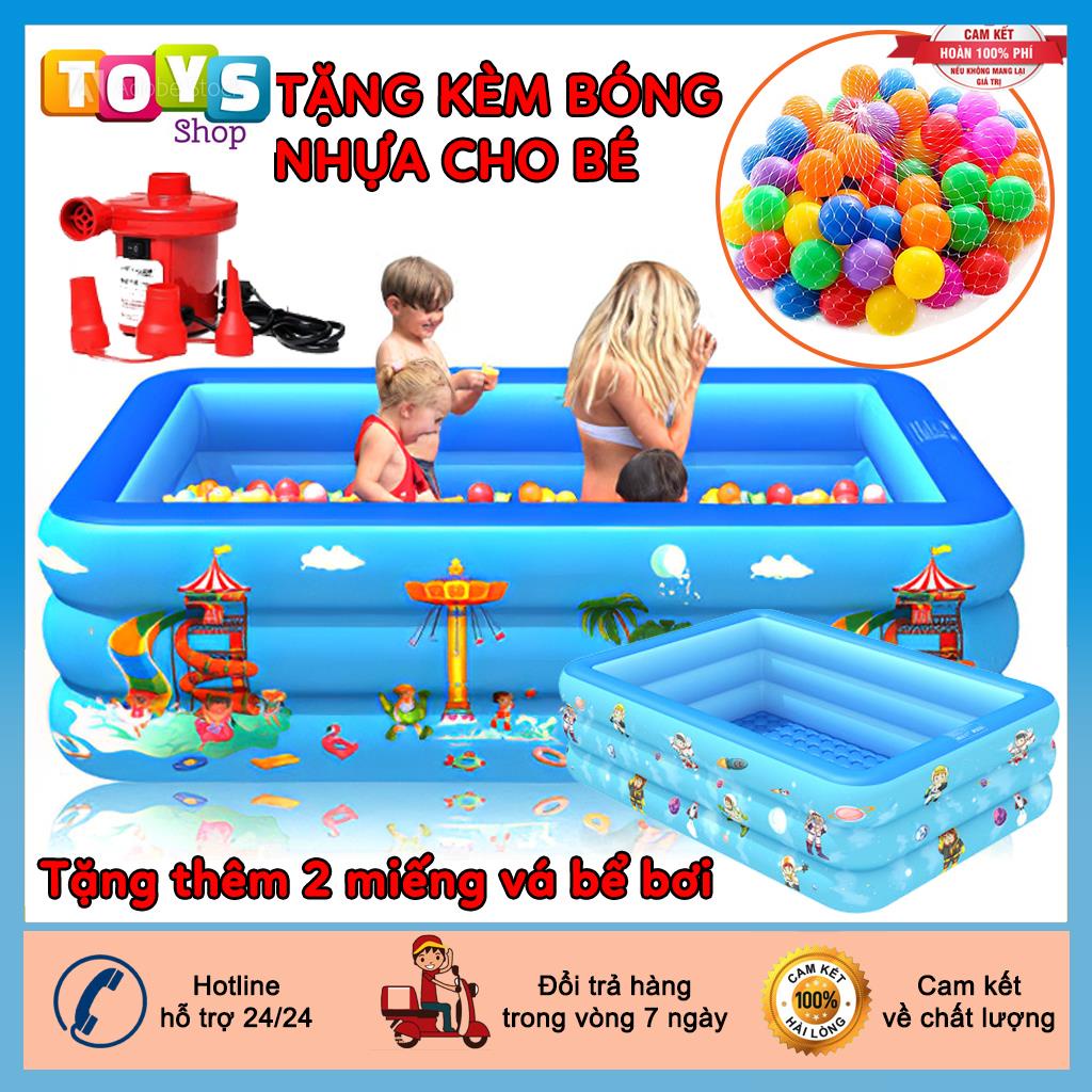 Bể Bơi Phao Cho Bé 3 Tầng Kích Thước 2M1 ( 210x135xCao55Cm ), Chất Liệu PVC Có Đáy Chống Trượt, An Toàn Khi Sử Dụng