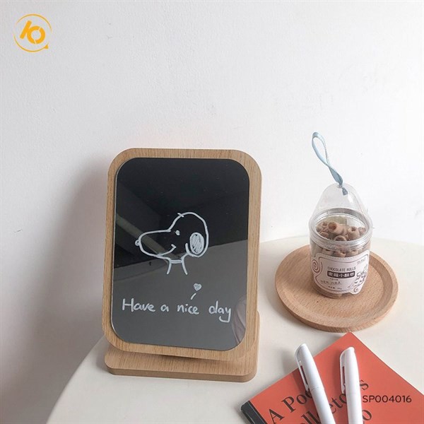 Gương gỗ để bàn cute, gương gỗ trang điểm Hàn Quốc đi kèm bút dạ trắng siêu xinh - SP004016