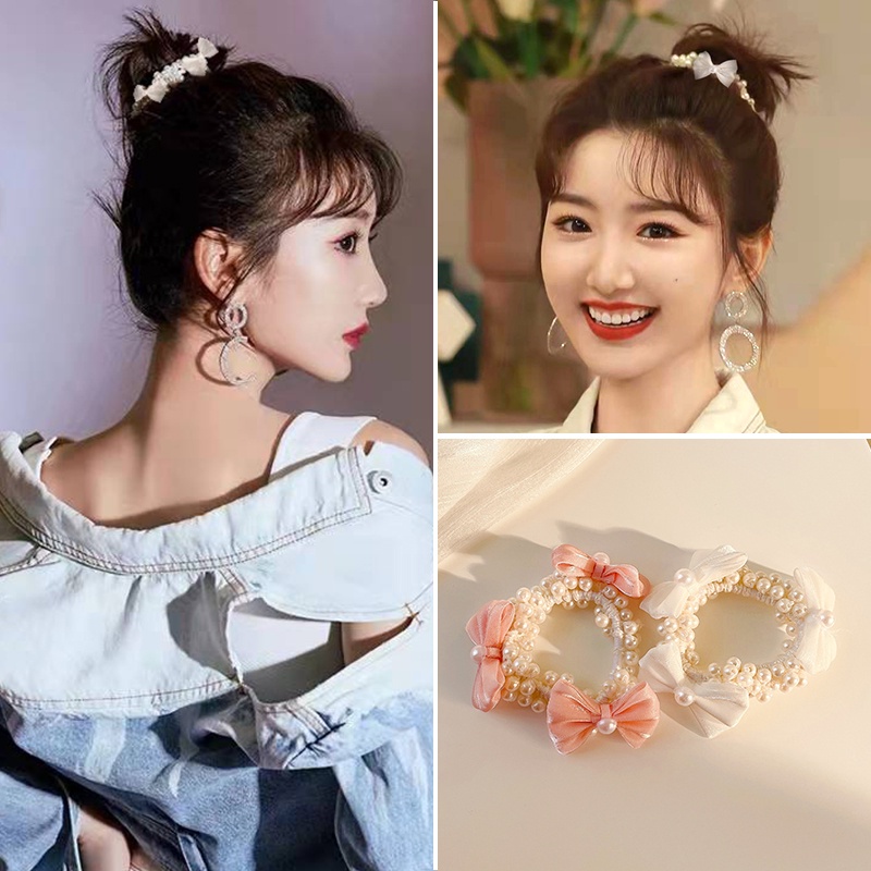Băng Đô Thiết Kế Hình Nơ Đính Ngọc Trai Đơn Giản Thời Trang Theo Phong Cách Hàn Quốc Mới
