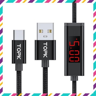 Cáp Sạc Nhanh TOPK AC36 Hiển Thị Điện Áp Và Dòng Điện 2 Trong 1 QC3.0 Micro USB Loại C Cho iPhone Samsung Xiaomi Dài 1M