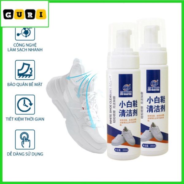 Chai Xịt Vệ Sinh Giày Cao Cấp 200ml - Bình Xịt Bọt Làm Sạch, Làm Trắng Giày Dép Siêu Tốc GURI HÀNG CHÍNH HÃNG