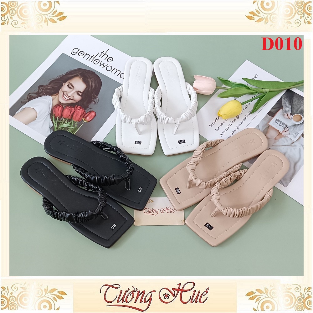 [Ảnh Thật 100%] Dép Kẹp Quai Nhún Mũi Vuông Đế Bệt