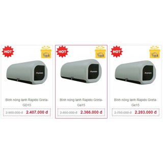 Bình nóng lạnh Rapido Greta GA 30L-20L-15L