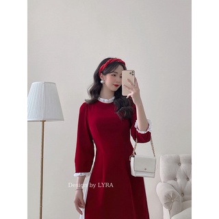 Set nhung cách tân, váy lụa satin mềm, cổ và tay pha tơ