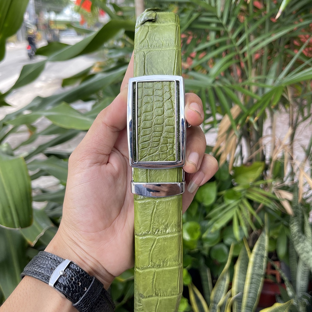Thắt Lưng Nam Da Cá Sấu Thật 100%, Loại Da Gai Liền Nguyên Con S348 Size Rộng 3.4cm Và 3.8cm Đủ Màu Sắc Bảo Hành 2 Năm