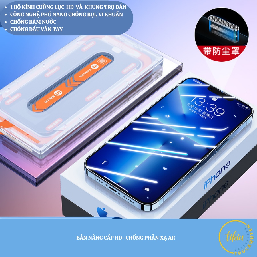 Kính Cường Lực MAGICBOX TIKIU Cao Cấp Cho 12 13 14 Khung Dán Tự Động Kéo Hít Chân Không Độ Cứng Cao