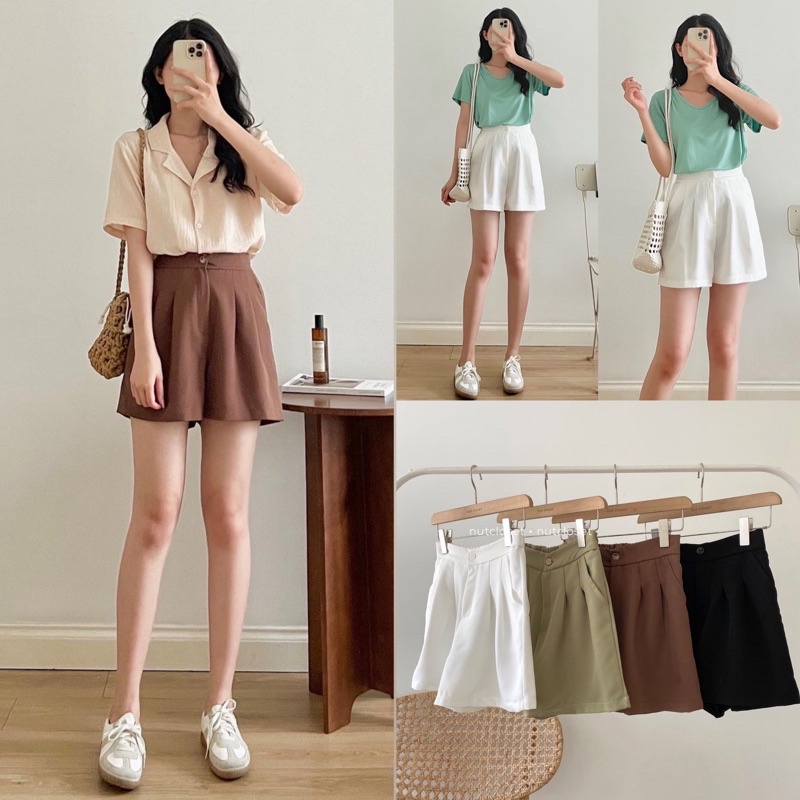 Quần short nữ xếp ly lưng chun quần đùi sooc nữ cạp cao Q541