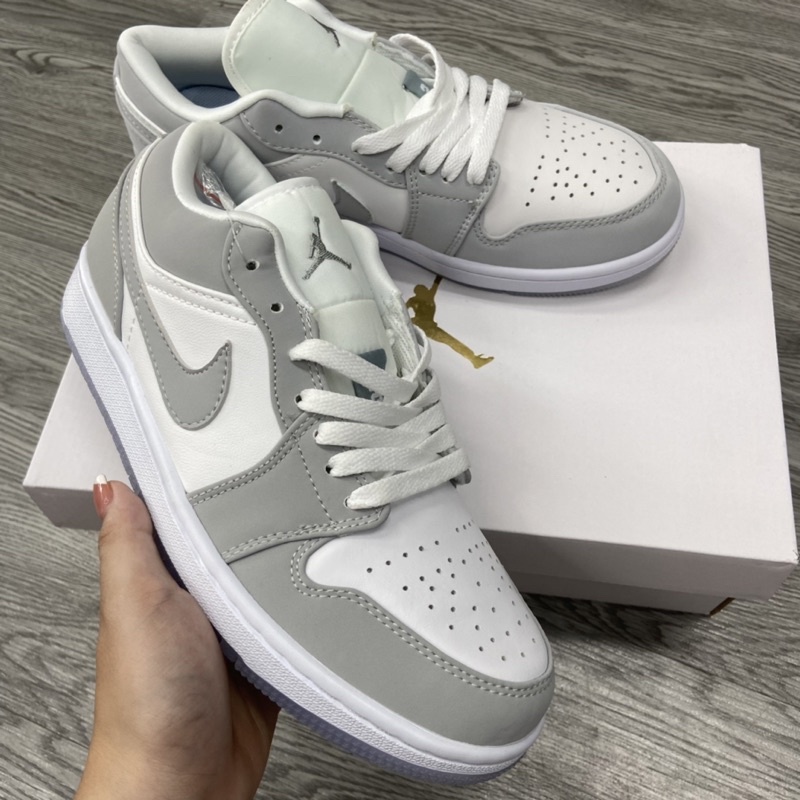 Giày thể thao 𝐉𝐨𝐫𝐝𝐚𝐧 1 Low Wolf Grey xám trắng đế trong siêu cúp - Ảnh thật