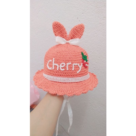Nón tai thỏ handmade móc tay theo size đầu của bé ( có nhận thêu gắn tên bé theo yêu cầu)