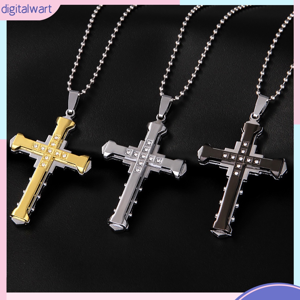 Dây Chuyền Chữ Thập Đính Đá Giả Thời Trang Cho Nam